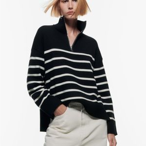 Zara oversized half zip knit sweater